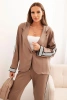 Women's set with viscose, featuring a side stripe and a sporty blazer fango