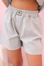 Women's set with a frill – a short-sleeved blouse and shorts with an elastic band Grey melange 