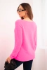 Women's sweater made of soft knit with a round neckline neon pink
