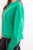 Women's basic cotton looped sweatshirt with a round neckline green