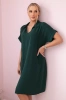 V-neck dress with collar dark green