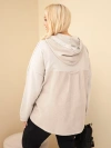 Damen Baumwoll Sweatshirt Plus Size mit Kapuze und Knöpfen beige