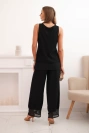 Damen-Set aus Viskose, Top mit breiten Trägern und Hose mit weitem Bein schwarz