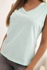 Damenbluse ohne Ärmel aus Baumwolle im klassischen Schnitt mintgrün