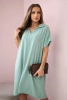 V-neck dress with collar dark mint