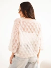 Damenpullover aus 70 % Kid-Mohair, durchbrochen, mit kurzem Ärmel beige