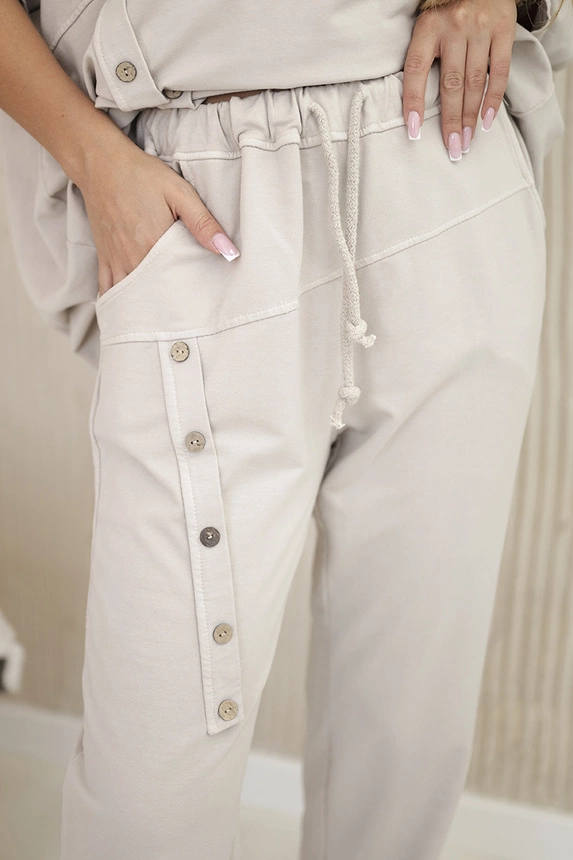 Oversize cotton set sweatshirt + pants beige