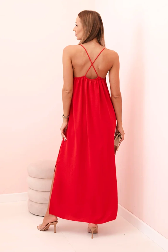 Long strappy dress red