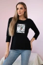 Star Style bedruckte Bluse schwarz