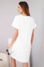 Women's viscose dress with short sleeves and decorative print ecru