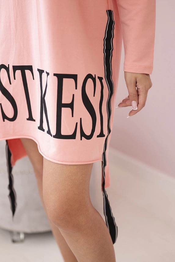 Dress with hood and print apricot