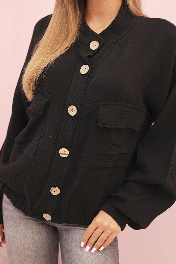 Dámská mušelínová košile s dlouhým rukávem černá