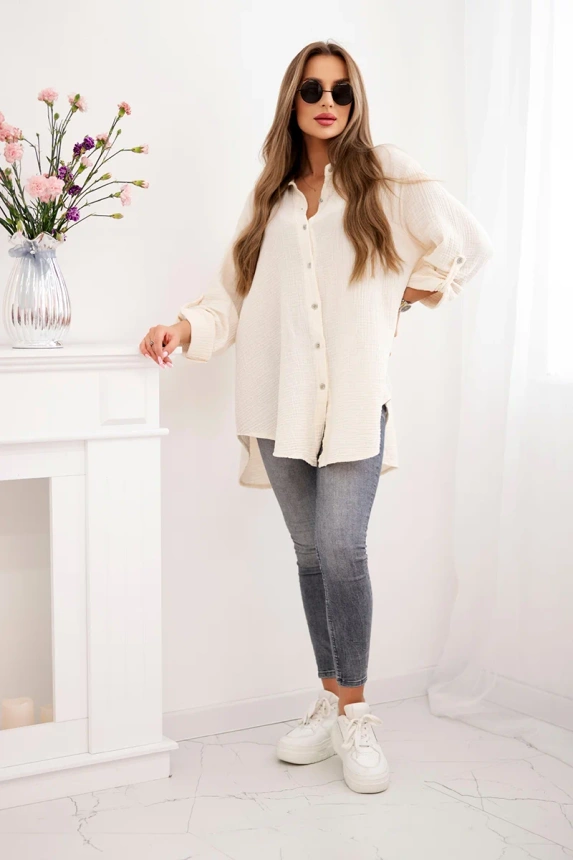 Cotton muslin shirt light beige