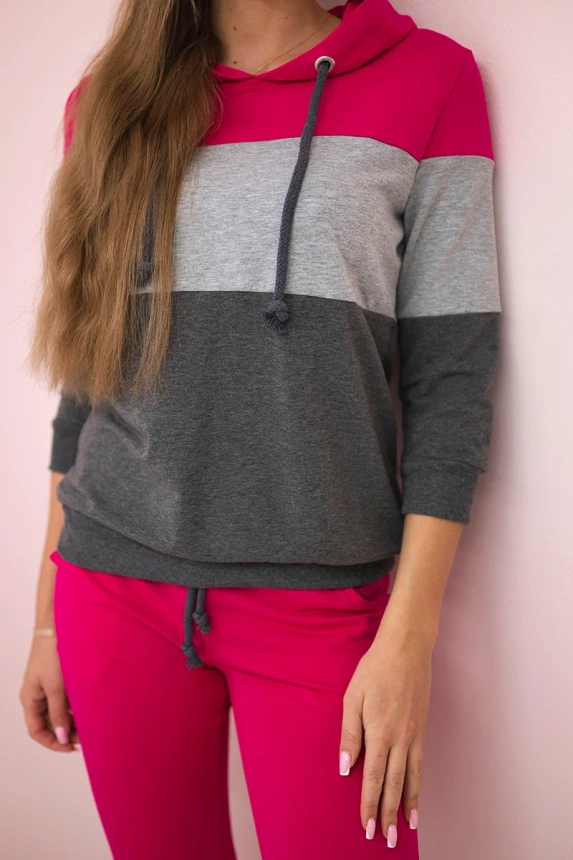 Set with colorful stripes fuchsia+gray