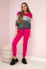 Fuchsia+Grau gestreiftes Set