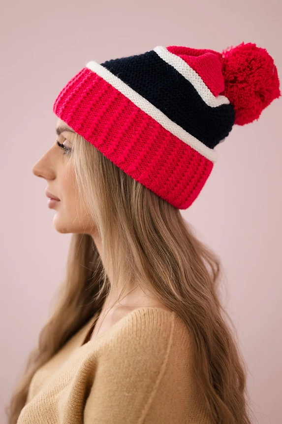Women's cap Kinga K297 pink neon + navy blue