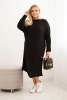 Dámska svetrova sukňa Plus Size s moherom oversize s vreckom hnedá