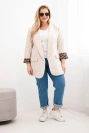 Women's Plus Size Jacket with Leopard Lining beige
