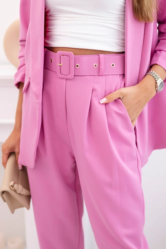 Elegant set of jackets and trousers dark pink