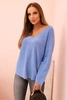 Women's sweater with viscose and a V-neck light blue