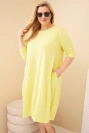 Dámska bavlnená sukňa Plus Size s ohrnutým rukávom a vreckami pistáciová