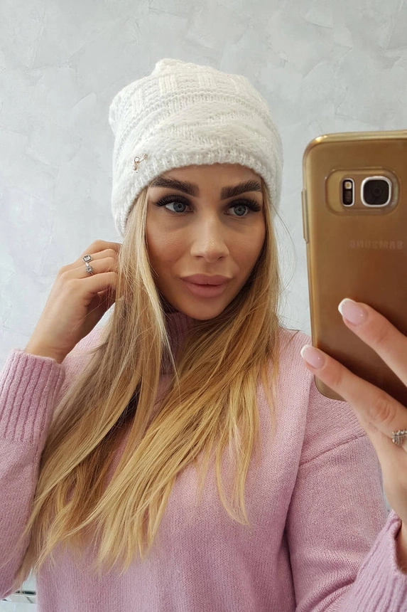 Cap with fleece Edyta K298 ecru