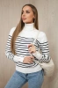 Striped turtleneck sweaterter ecru