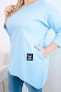 Damenbluse Plus Size mit längerem Rücken und langen Ärmeln blau