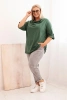 Dámská blůza Plus Size s bavlnou volného střihu s vodním výstřihem tmavě zelená