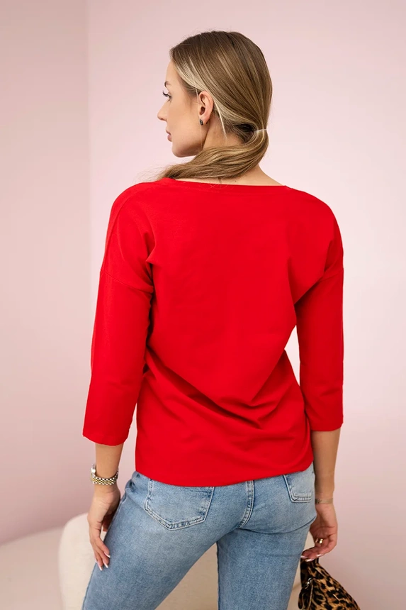 V-neck blouse red