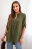 Blouse with a longer back khaki