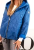 Women's quilted jacket with a hood denim
