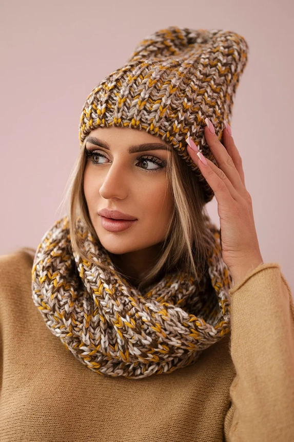 Women's set with fleece Merry K202 brown + mustard