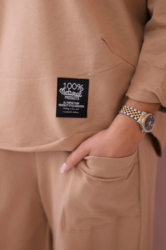 Cotton sweatshirt pants set light camel