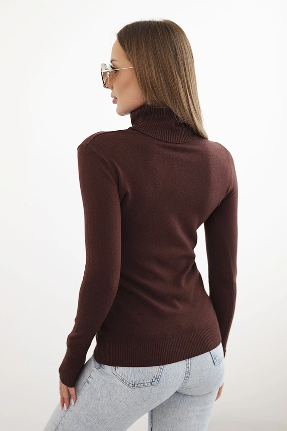 Damenpullover aus Viskose mit Rollkragen und langen Ärmeln braun