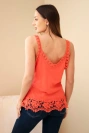 Women's cotton blouse with lace trim raspberry
