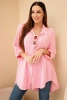 Cotton muslin shirt Plus Size candy pink