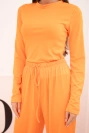 Women's viscose set with a blouse and wide trousers orange