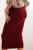 Women's viscose pencil skirt with an elastic waistband burgundy