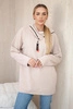 Tunic with a zipper on the hood Oversize beige