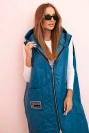 Dámská prošívaná vesta Plus Size s kapucí na zip mořská