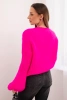Sweter damski z moheru z bufiastymi rękawami fuksja neon