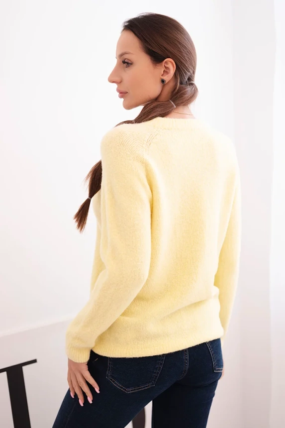 Women's sweater made of baby alpaca with long sleeves yellow