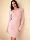 A dress women's made of viscose with a turtleneck ribbed powder