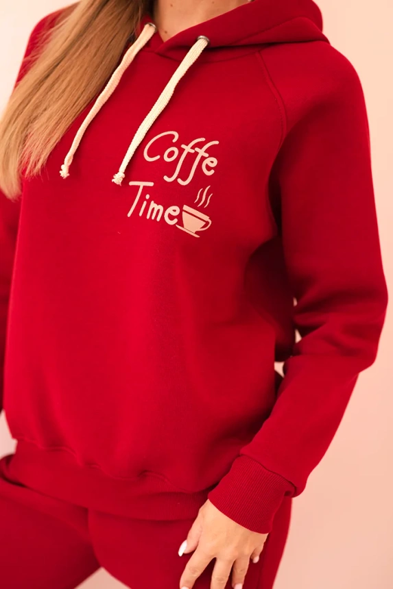 Women's cotton insulated set with print burgundy