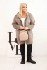 Dámský kabát Plus Size z viskózy na zip s kapucí fango
