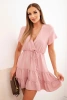 Dress with an envelope neckline dark pink