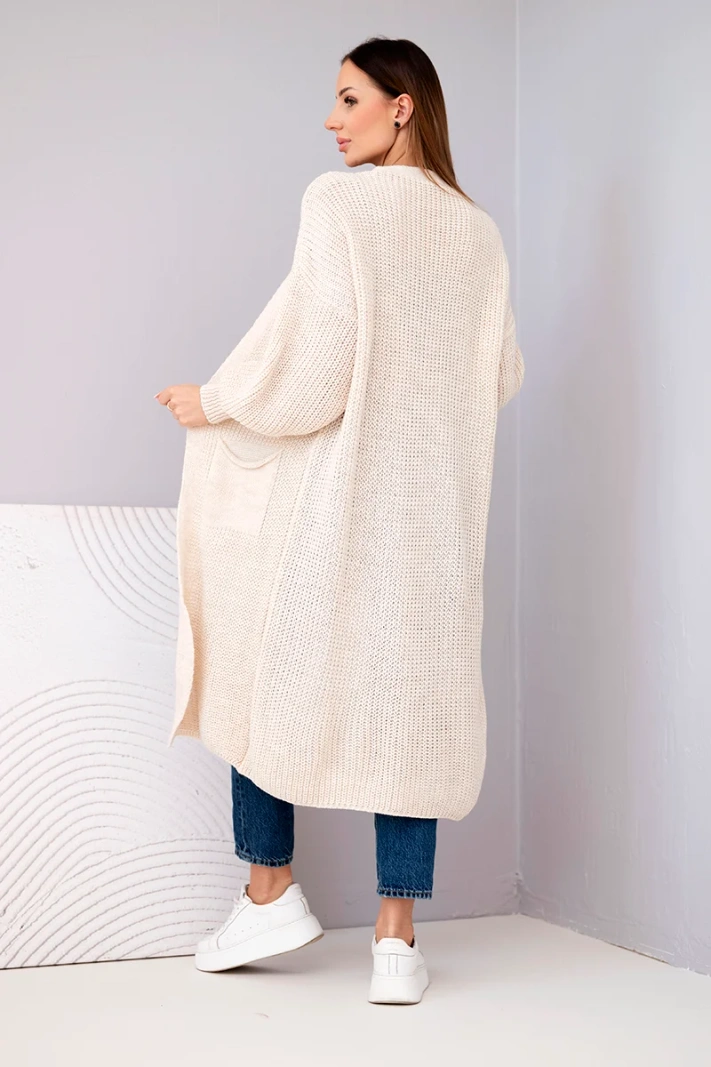 Pullover lange Strickjacke beige