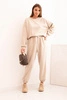 Ladies' butter set with a loose sweatshirt and pants with the word LOVE beige