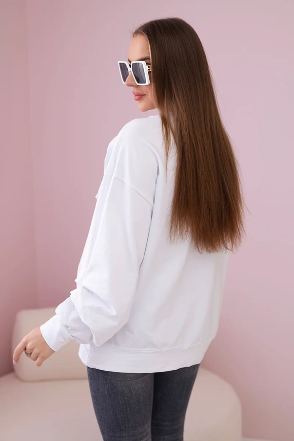 Baumwollbluse mit Schleife weiß